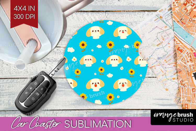 Dachshund Dog Car Coaster Cute Chibi Puppy Coaster PNG