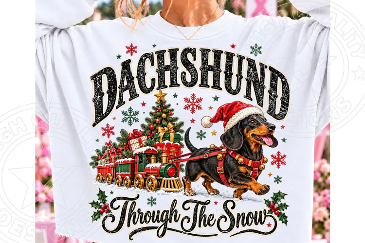 Dachshund Express Through the Snow PNG