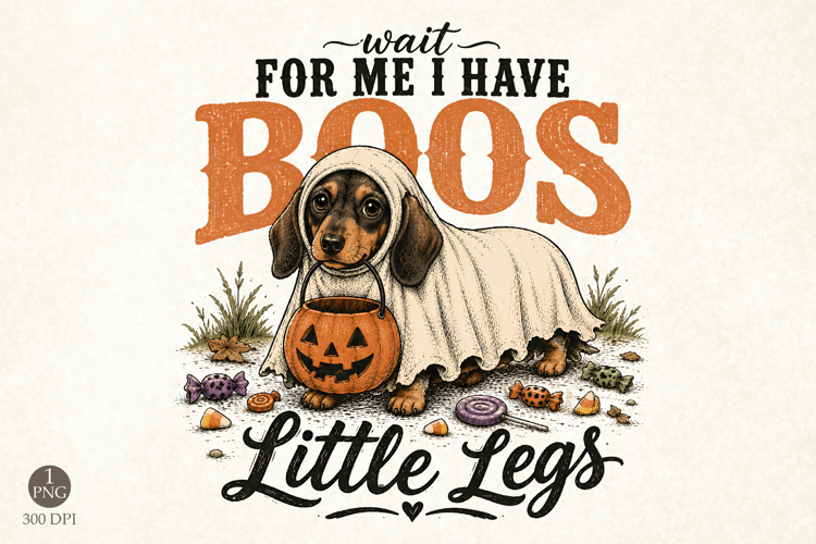 Dachshund Ghost Halloween PNG, Wait For Me I Have Little Leg