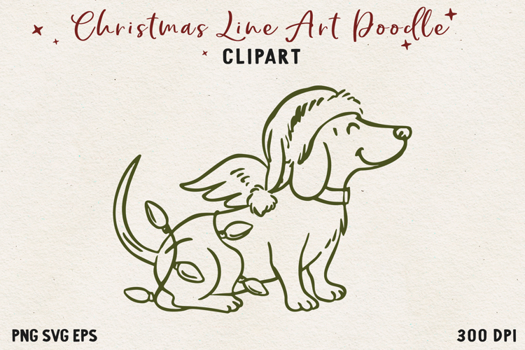Vintage Hand-Drawn Christmas Illustration| Line Art Clipart