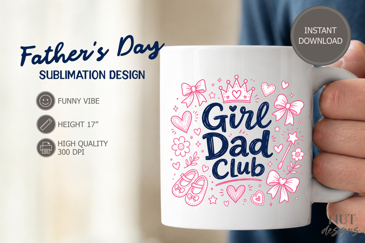 Fathers day Official Girl Dad club fatherhood funny quotes example image 1