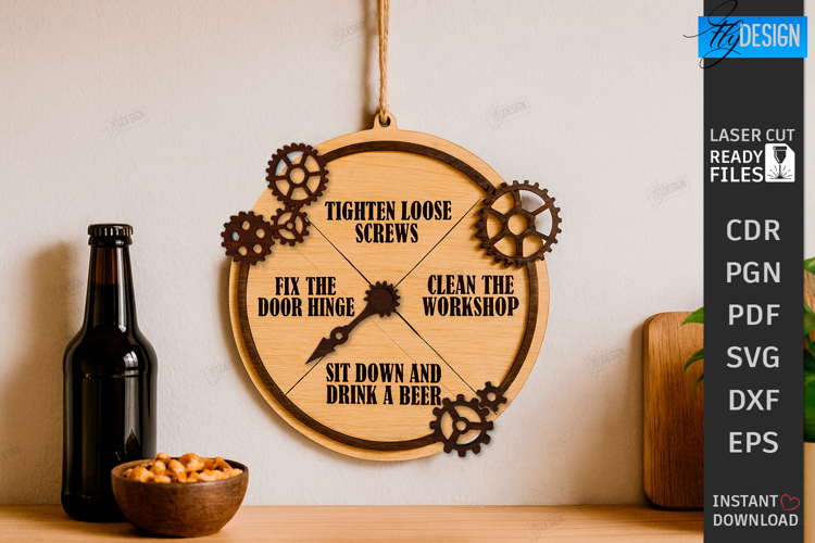 Dad Chore Wheel Laser Cut|Chore and Beer Reward| Wall Decor