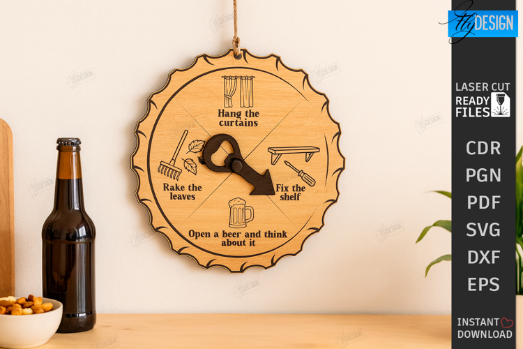 Dad Chore Wheel Laser Cut|Chore and Beer Reward| Wall Decor