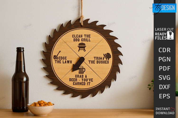Dad Chore Wheel Laser Cut|Chore and Beer Reward| Wall Decor