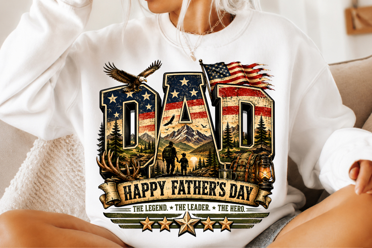 Dad PNG, Patriotic American Flag Design