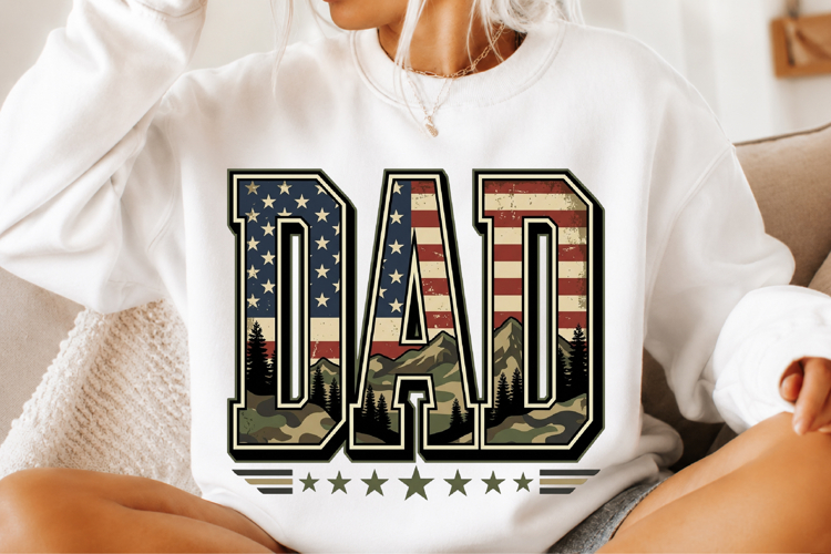 Dad PNG, Patriotic American Flag Design