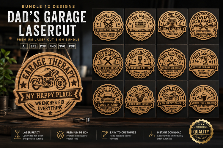 Dads Garage SVG | Funny Dad Workshop Sign Laser BUNDLES 12