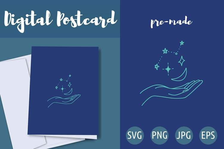 Hand with Crescent Moon Postcard - Magic Poster svg example image 1