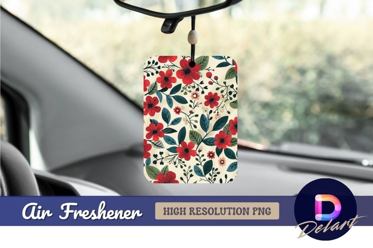 Floral pattern with red flowers Air Freshener PNG