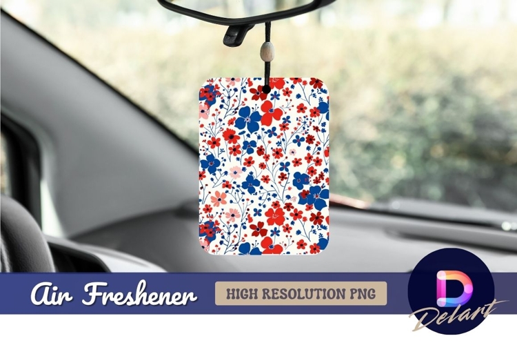 Floral pattern red blue Air Freshener PNG