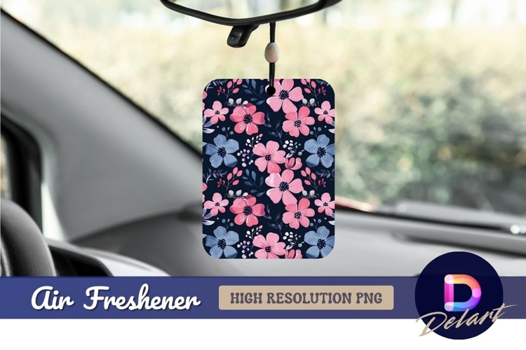 Pink and blue floral pattern Air Freshener PNG