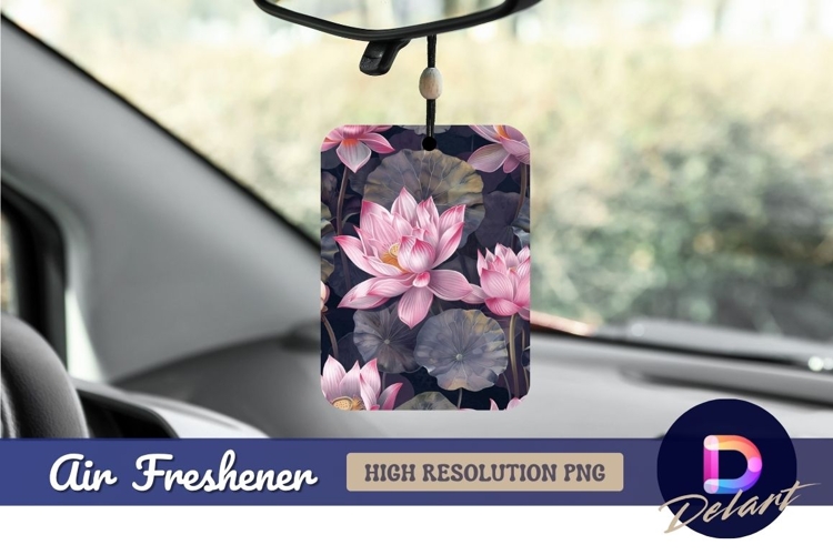 Pink lotus floral seamless pattern Air Freshener PNG