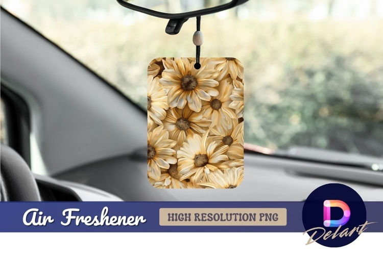 Golden daisies floral pattern Air Freshener PNG