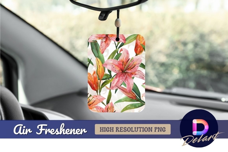 Watercolor lily floral Air Freshener PNG