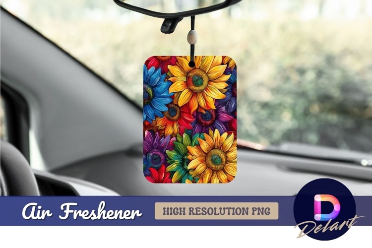Colorful sunflower flower field background Air Freshener PNG