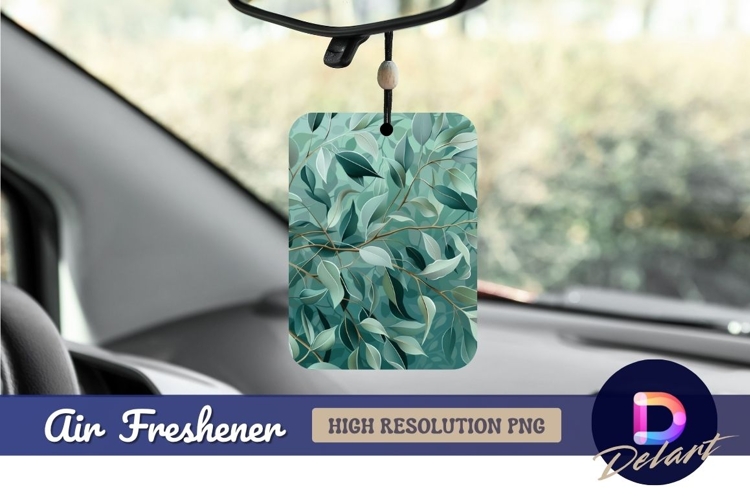 Teal leaves pattern Air Freshener PNG