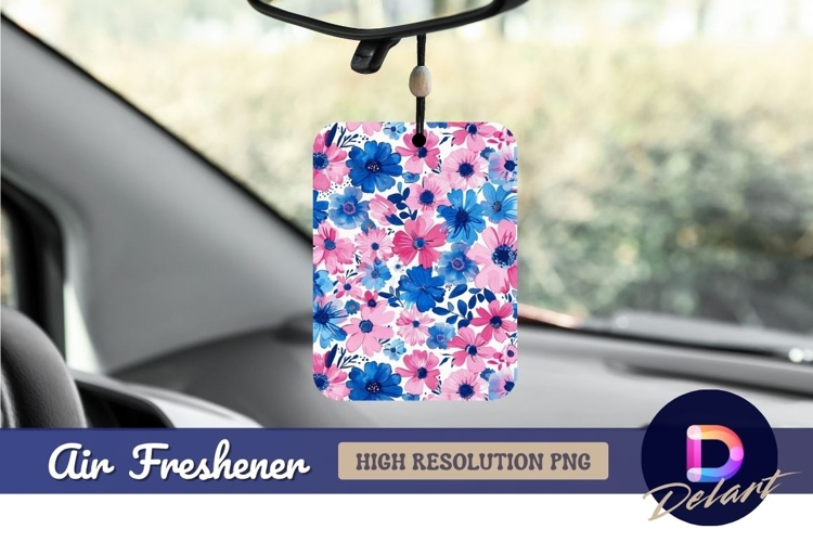 Pink and blue floral pattern Air Freshener PNG