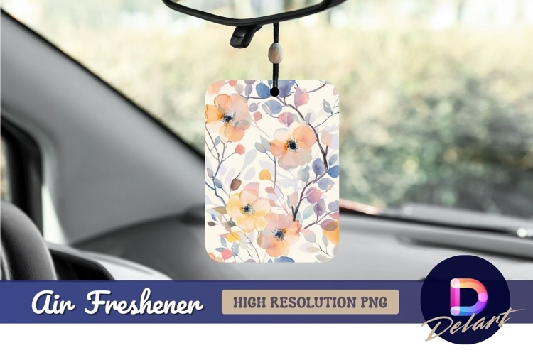 Watercolor floral pattern peach and blue Air Freshener PNG