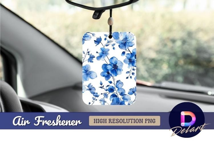 Blue watercolor floral Air Freshener PNG