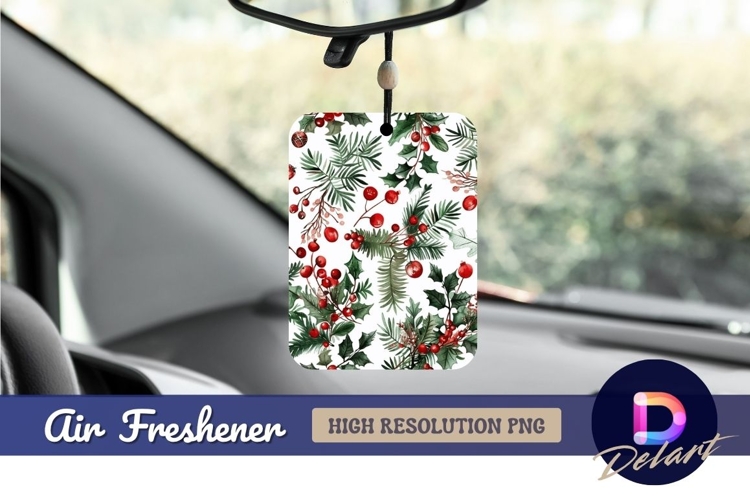 Watercolor christmas pattern with holly Air Freshener PNG