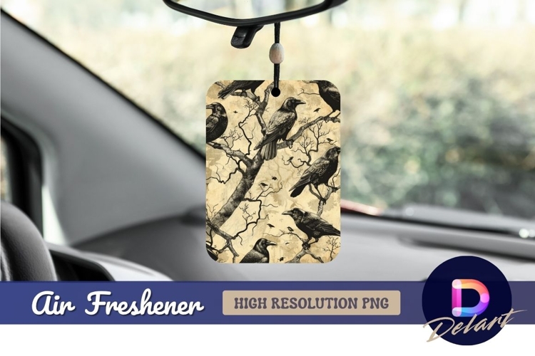 Ravens on branches with aged Air Freshener PNG