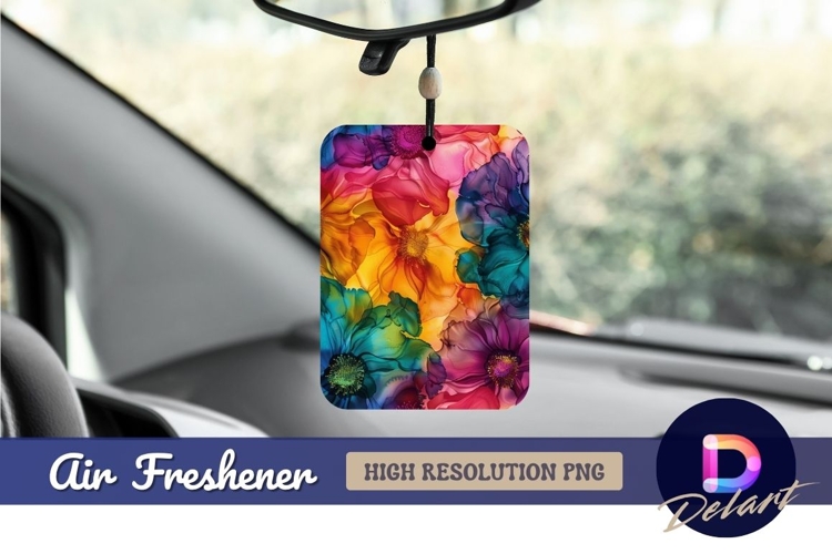 Colorful floral ink wash Air Freshener PNG