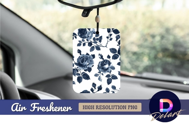 Navy blue floral seamless pattern on Air Freshener PNG