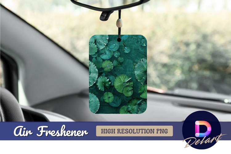 Lily pads water drops green serene Air Freshener PNG