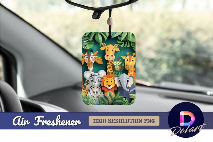 Cute jungle animals paper cut Air Freshener PNG