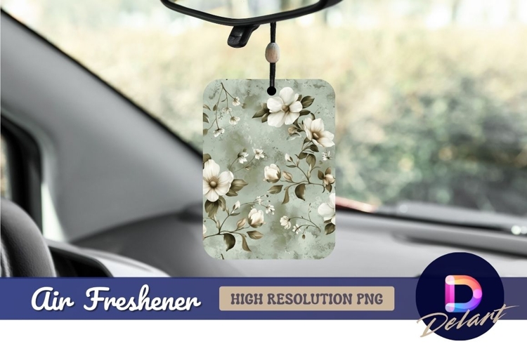 Floral pattern with white flowers Air Freshener PNG