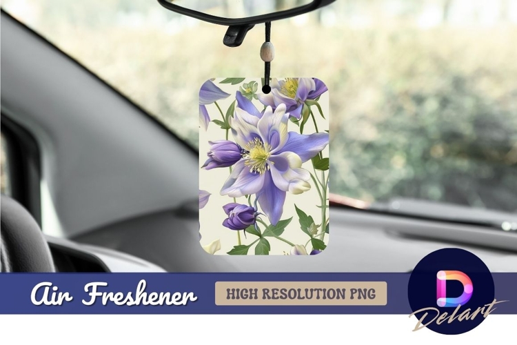 Purple columbine flower pattern Air Freshener PNG