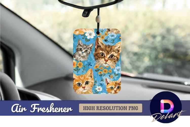 Cute kitten faces floral Air Freshener PNG
