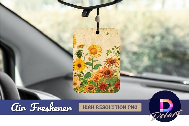 Sunflowers and floral meadow vintage Air Freshener PNG