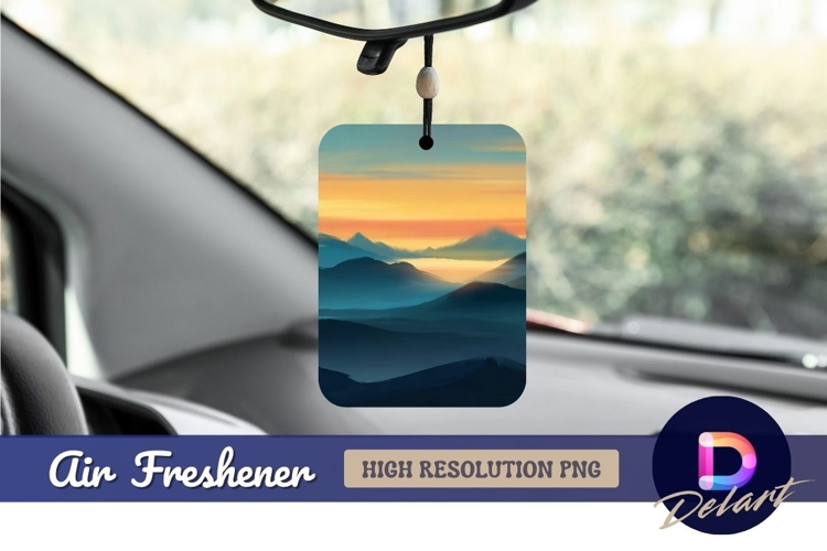 Mountain range at sunset air freshener design