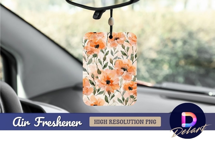 Watercolor orange poppy floral Air Freshener PNG