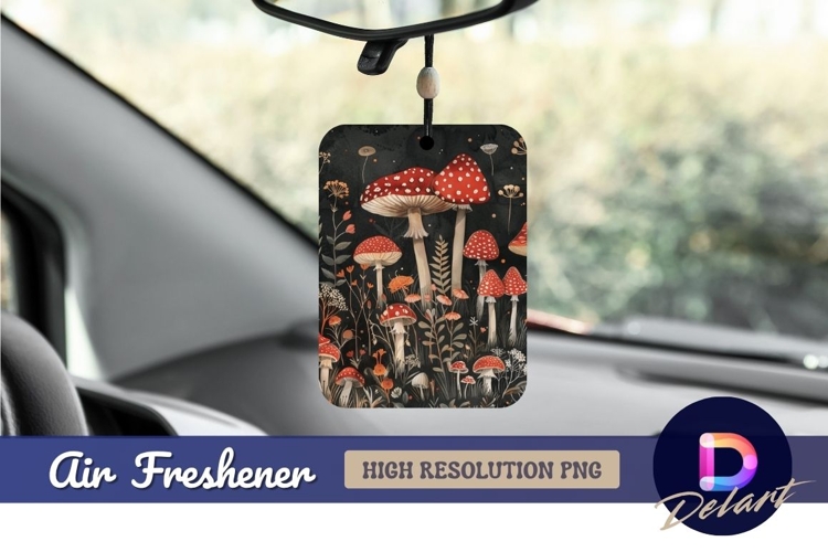 Watercolor illustration of toadstools and flowers Air Freshe