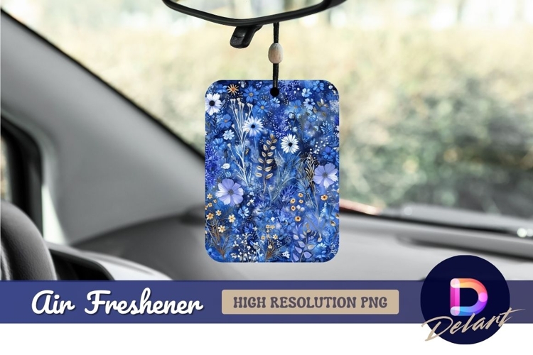 Blue floral meadow pattern Air Freshener PNG