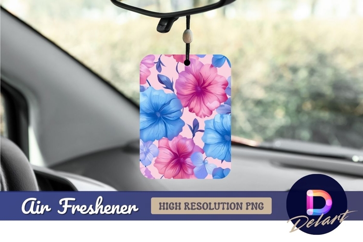 Pink and blue floral pattern Air Freshener PNG