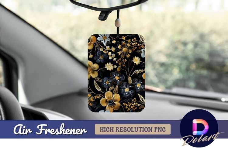 Elegant floral embroidery Air Freshener PNG