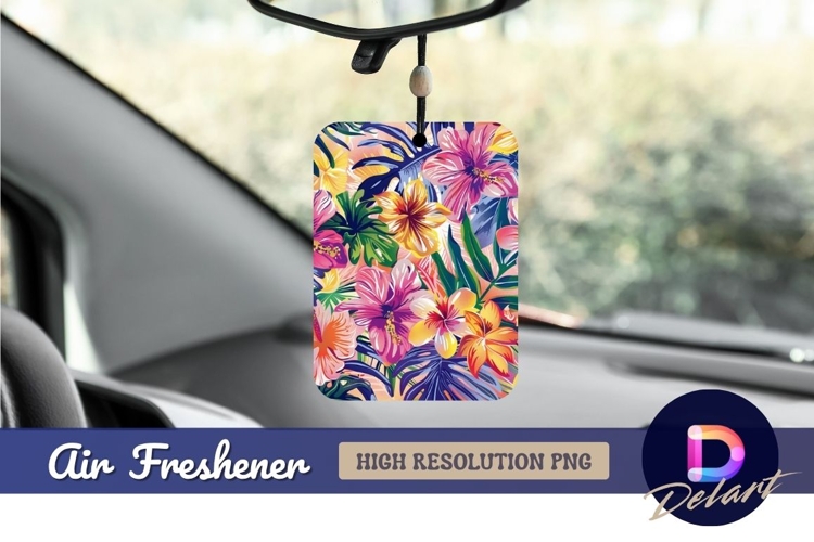 Vibrant tropical floral Air Freshener PNG