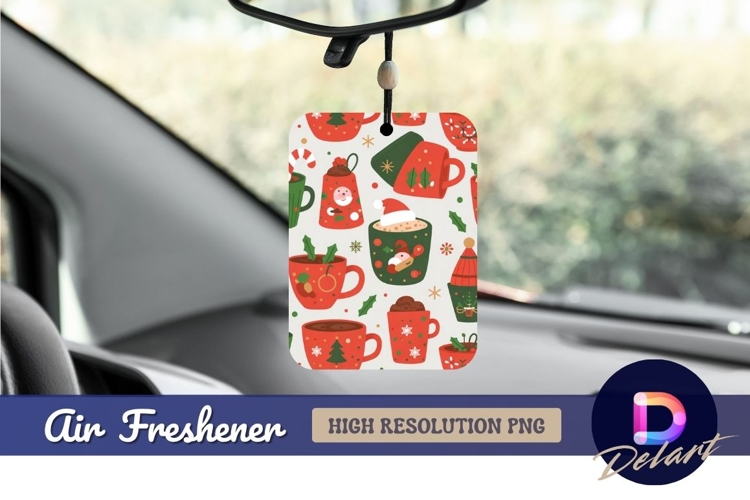 Festive christmas mugs pattern air freshener png
