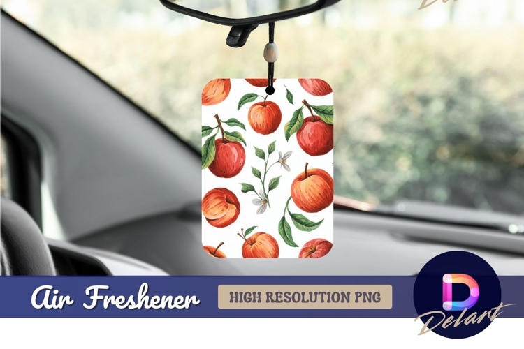 Watercolor apples pattern with flowers air freshener png