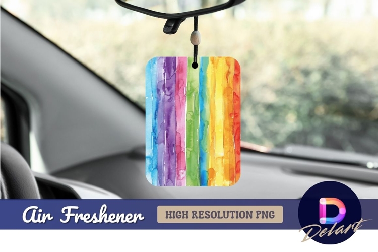 Watercolor stripes rainbow Air Freshener PNG Design