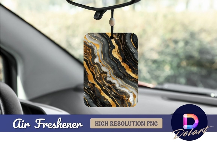 Abstract gold veins in dark marble Air Freshener PNG Design