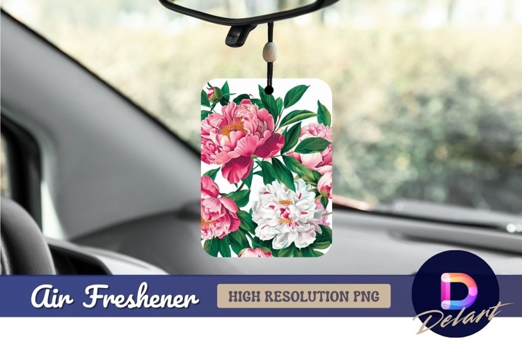 Pink peonies and leaves Air Freshener PNG Design