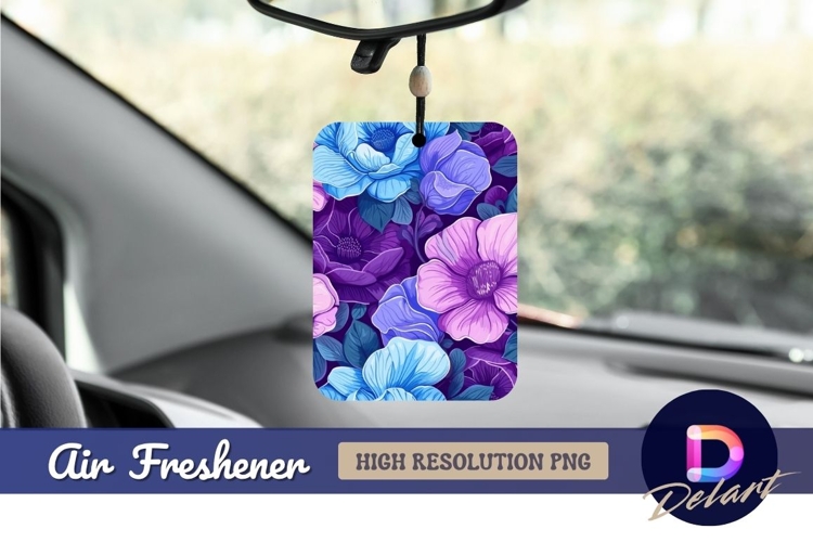Floral pattern in blue purple violet Air Freshener PNG