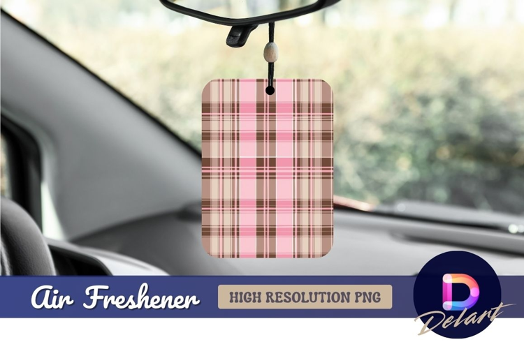 Pink brown plaid pattern air freshener png
