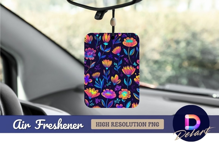 Neon floral pattern Air Freshener PNG