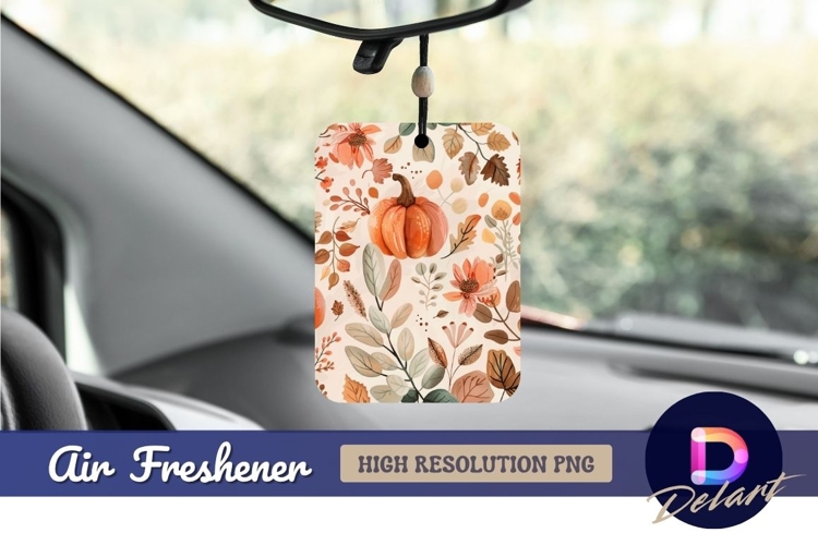 Watercolor pumpkin and floral Air Freshener PNG
