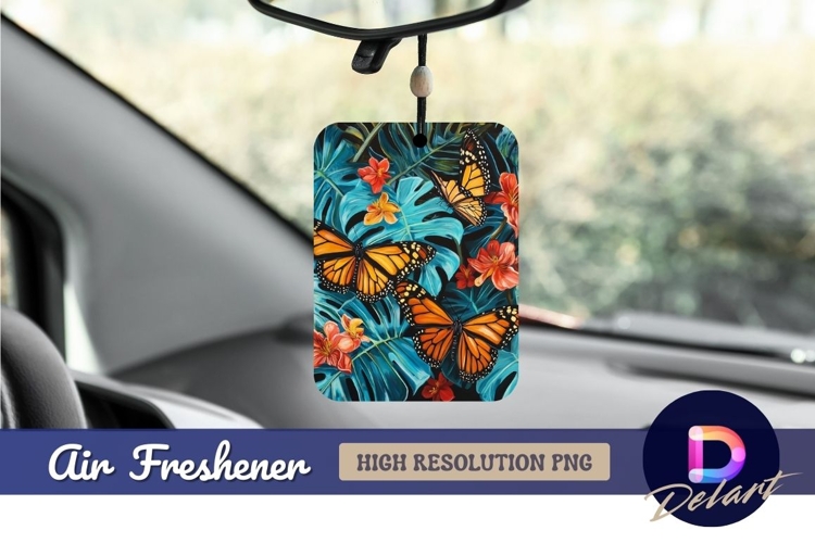 Monarch butterflies on tropical leaves Air Freshener PNG